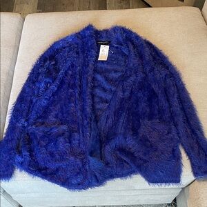 Colleen Lopez Vibrant purple Fuzzy Cardigan